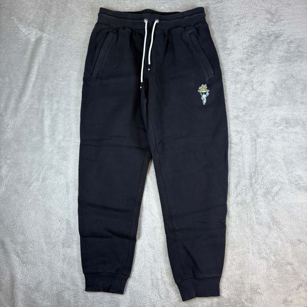 GOAT USA Sweatpants Men Medium Joggers Embroider Logo Black Stretch